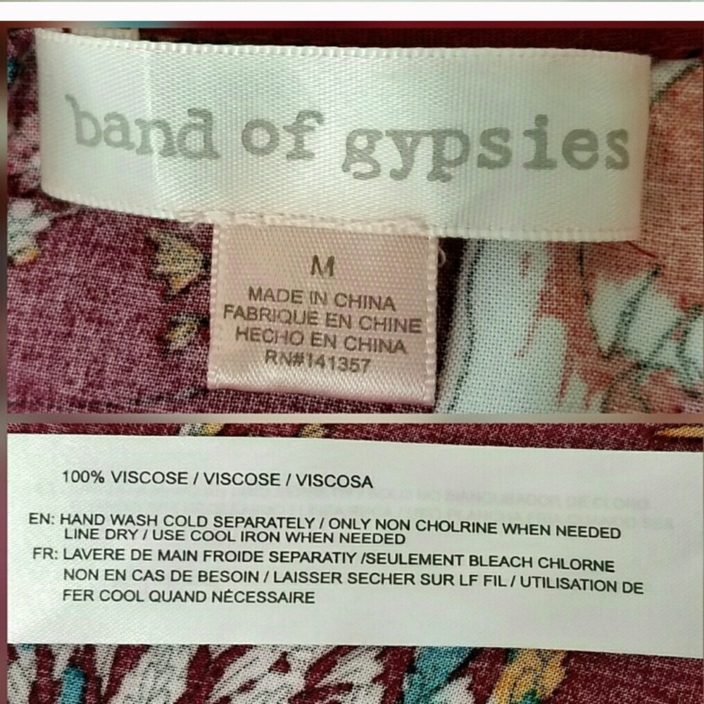 Band of Gypsies Maroon Floral Dress - Picture 4 of 5